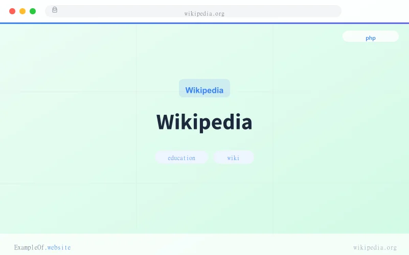 Wikipedia website example screenshot